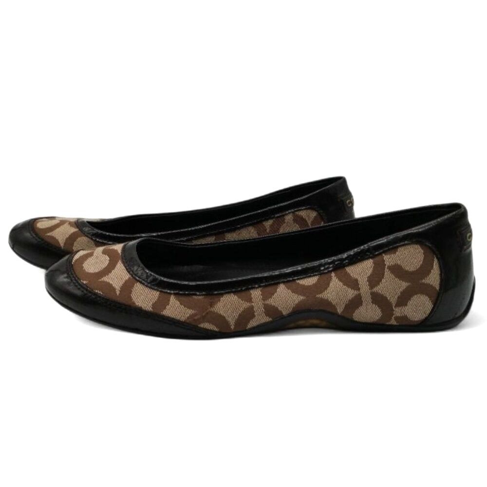 Coach Size 8 Light Brown Khaki Signature Canvas Ballet Flats F007/F09 - Picture 4 of 13